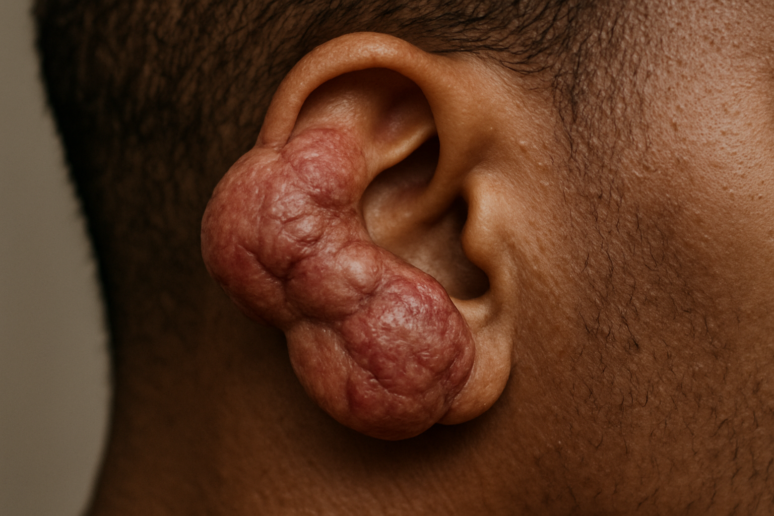 Keloid scar on an ear