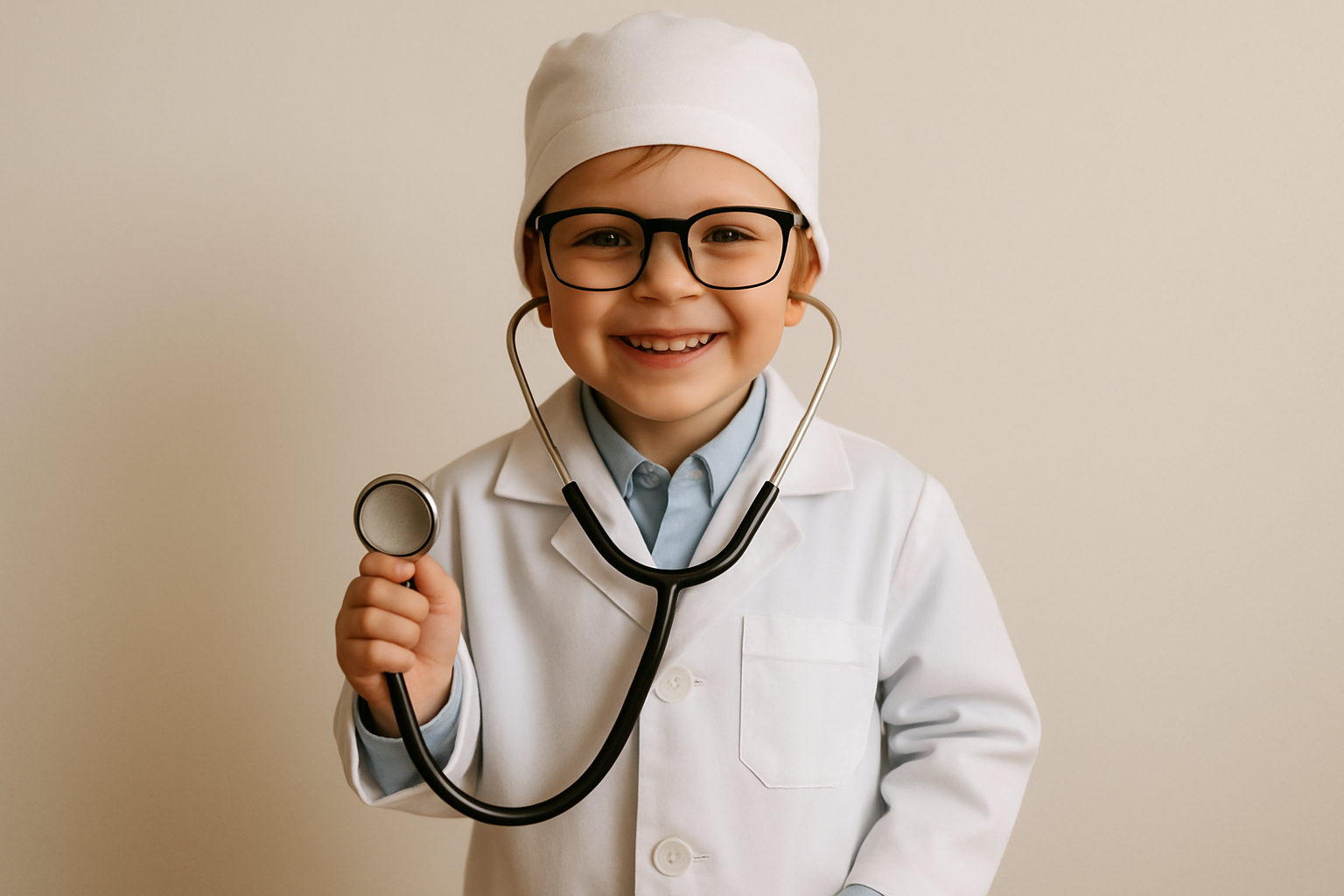 Kid dressed up like a doctor
