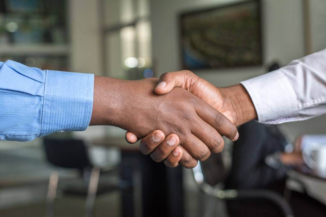 close up of handshake