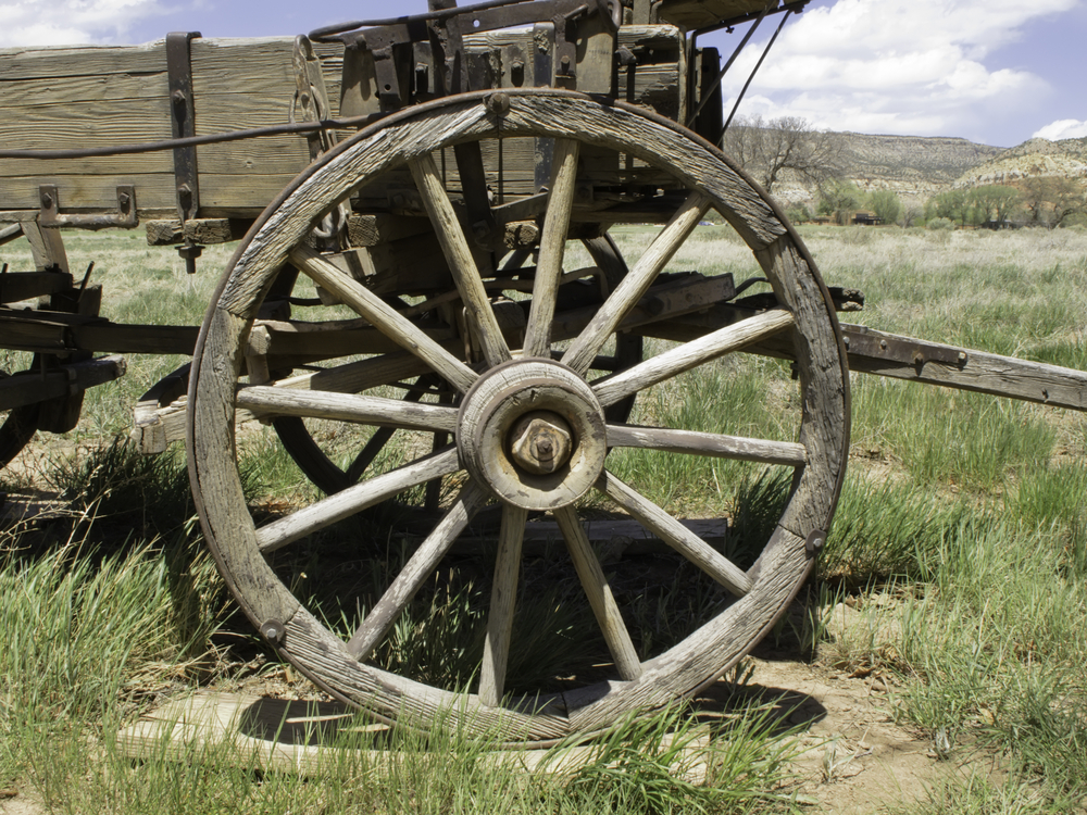 Vintage wagon wheel of the Old West